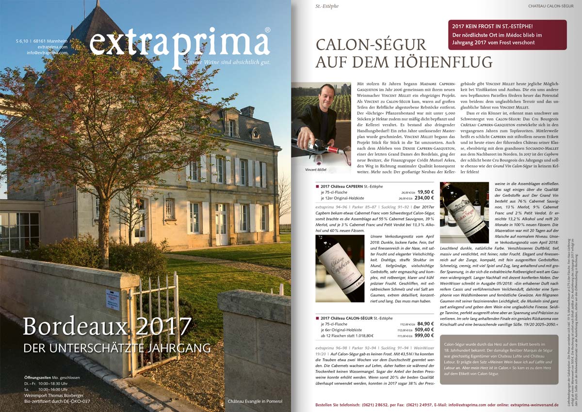 Extraprima 2019-02: Bordeaux 2017 – der unterschätzte Jahrgang.