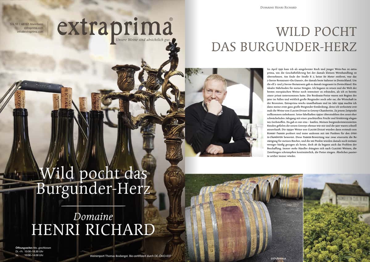 Extraprima Magazin: Domaine Henri Richard – Wild schlägt das Burgunder-Herz..