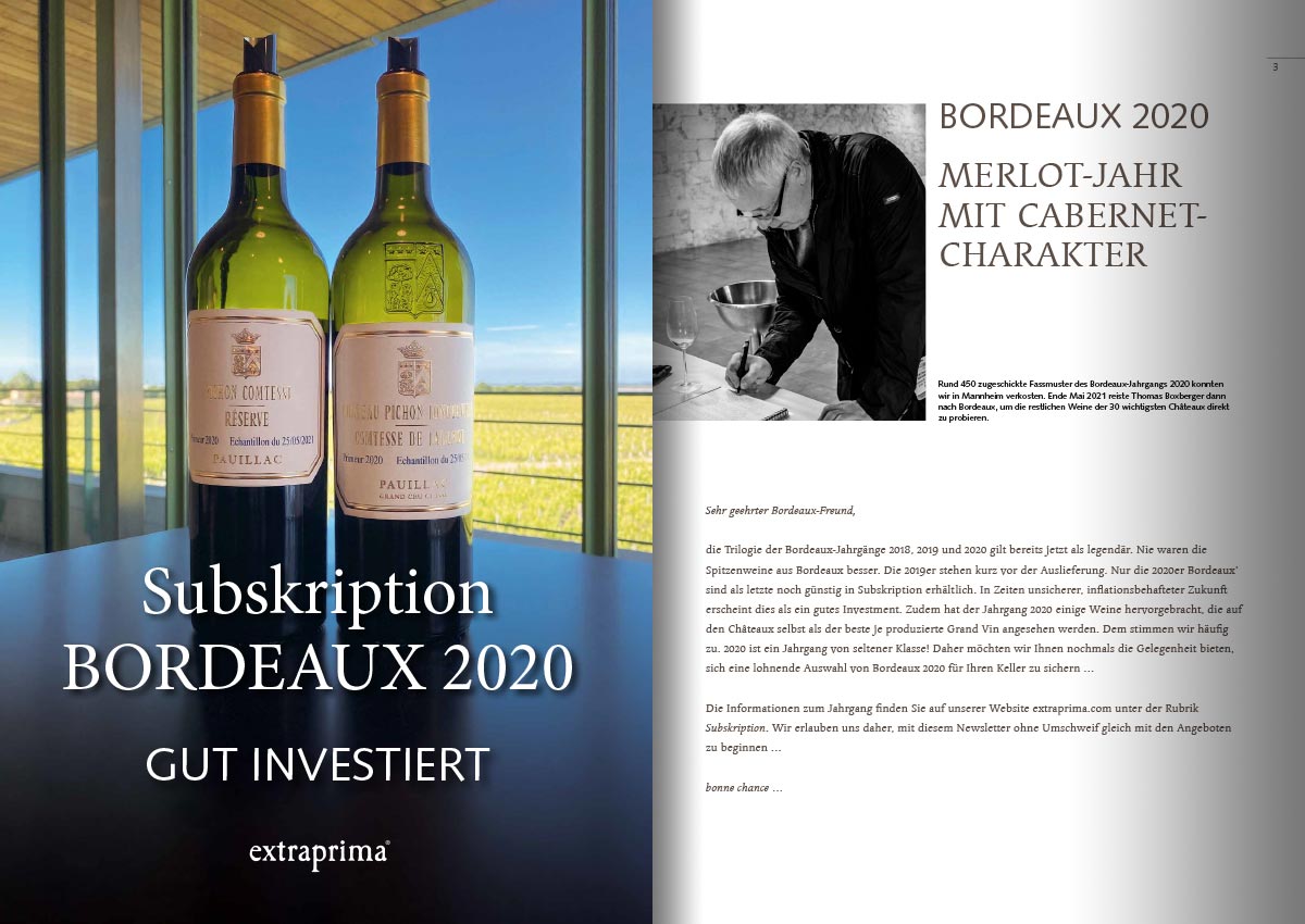 Bordeaux Subskription 2020 Offerte noch verfügbarer Weine.