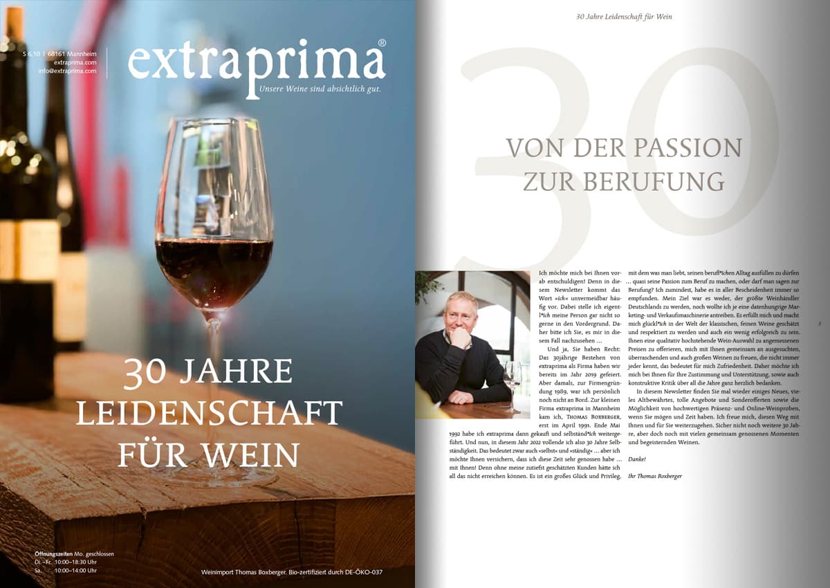 30 Jahre Leidenschaft für Wein – 30 Jahre Thomas Boxberger.